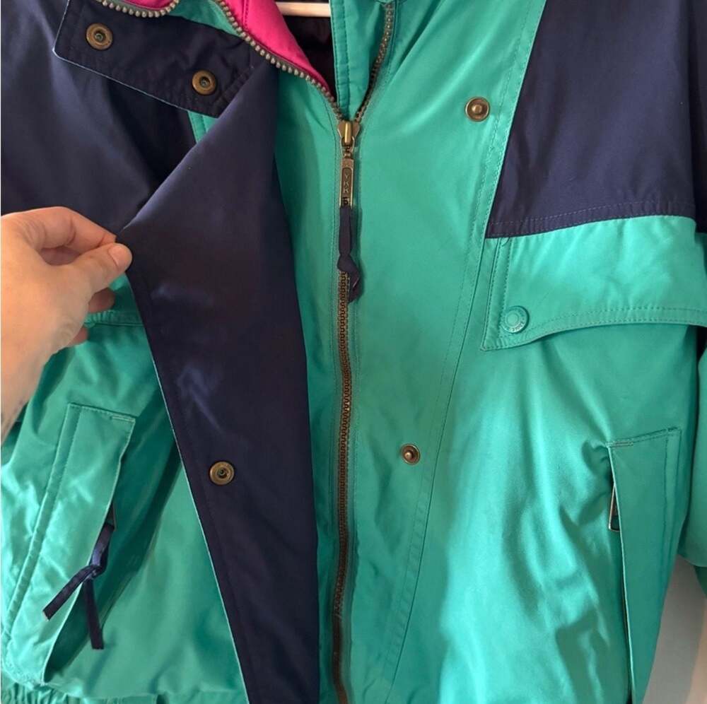 Vintage Eddie Bauer Goose Down Ski Jacket 90s Colorblock Puffer Coat Retro Y2K - Picture 10 of 14